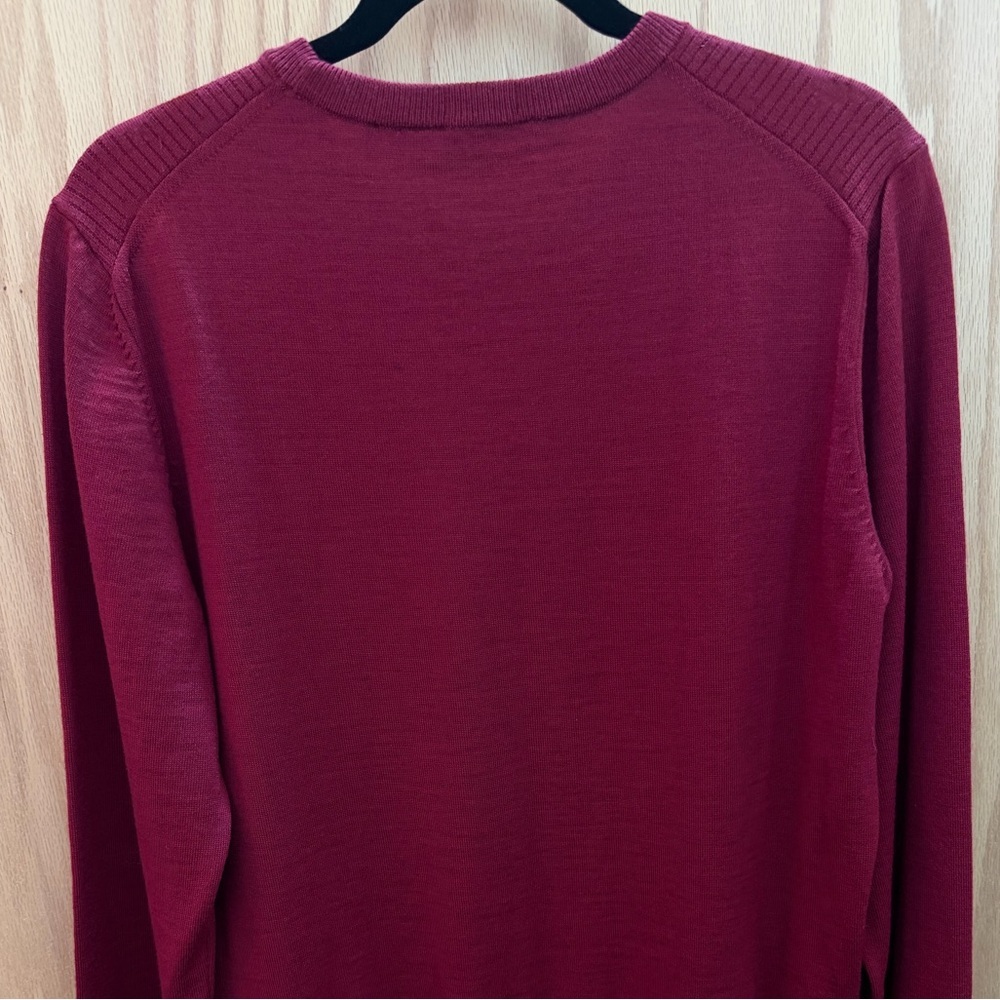Hugo Boss Men’s V-Neck Wool Sweater in Rich Red - Picture 7 of 7